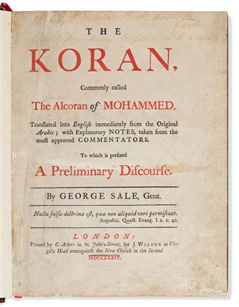 Quran, English Translation. The Koran, Commonly called the Alcoran of Mohammed.